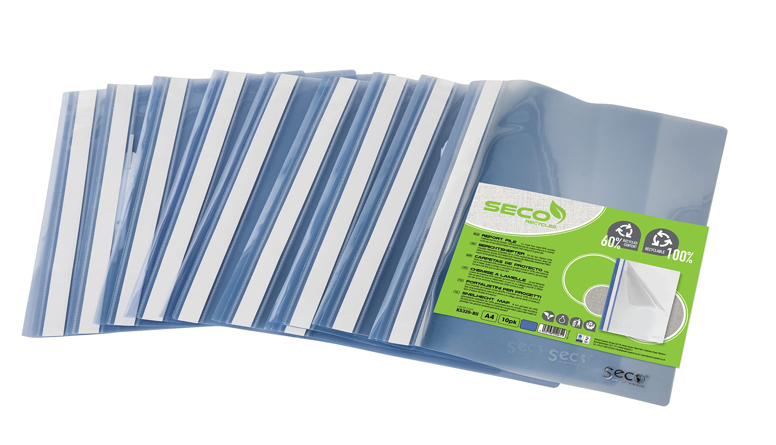 Seco Recyclable and Biodegradable Project Files. Clear Front. Opaque Black Back. Pack 10