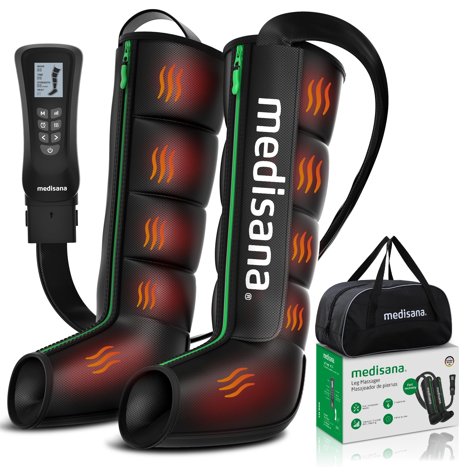 Photo 1 of Medisana Leg Massager with Heat and Compression, Full Leg & Foot Massager Compression Boots with 6 Modes, 5 Intensity and 3 Heat for Circulation and Pain Relief - Gifts for Mom, Dad, Athletes, Gym