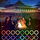 Waybelive LED Canopy String Lights, 16 Colors, Waterproof | 16 Color Changing，39.4Ft Length for 10x10 Ft Tents, Super&amp;Waterproof Bright Night Display, Easy Outdoor Setup