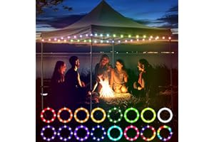 Waybelive LED Canopy Lights, 40Ft LED String Light for Outdoor Canopy, Compatible with 10 x10 Ft Canopy Tents, Waterproof, 16 Color Change by Yourself, Super Bright to Display at Night Outdoors