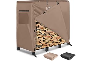 KAMPKEEPER 4FT Waterproof Firewood Log Racks Cover,Durable Oxford Outdoor Firewood Storage Racks Protection Cover with Openable Front Flap(Cover Only)