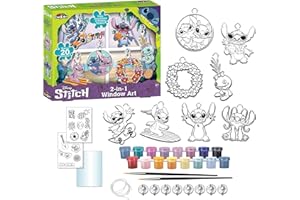 Stitch 2-in-1 Window Art Kit by CRA-Z-Art– Includes Paints, Brushes & Design Sheets – Make Suncatchers & Stickers, Ages 6+
