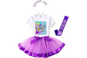 Tutu and Sian Gothic Style Birthday Girl Outfit: T-shirt, Tutu Skirt Dress, Birthday Girl Crown and Satin Sash