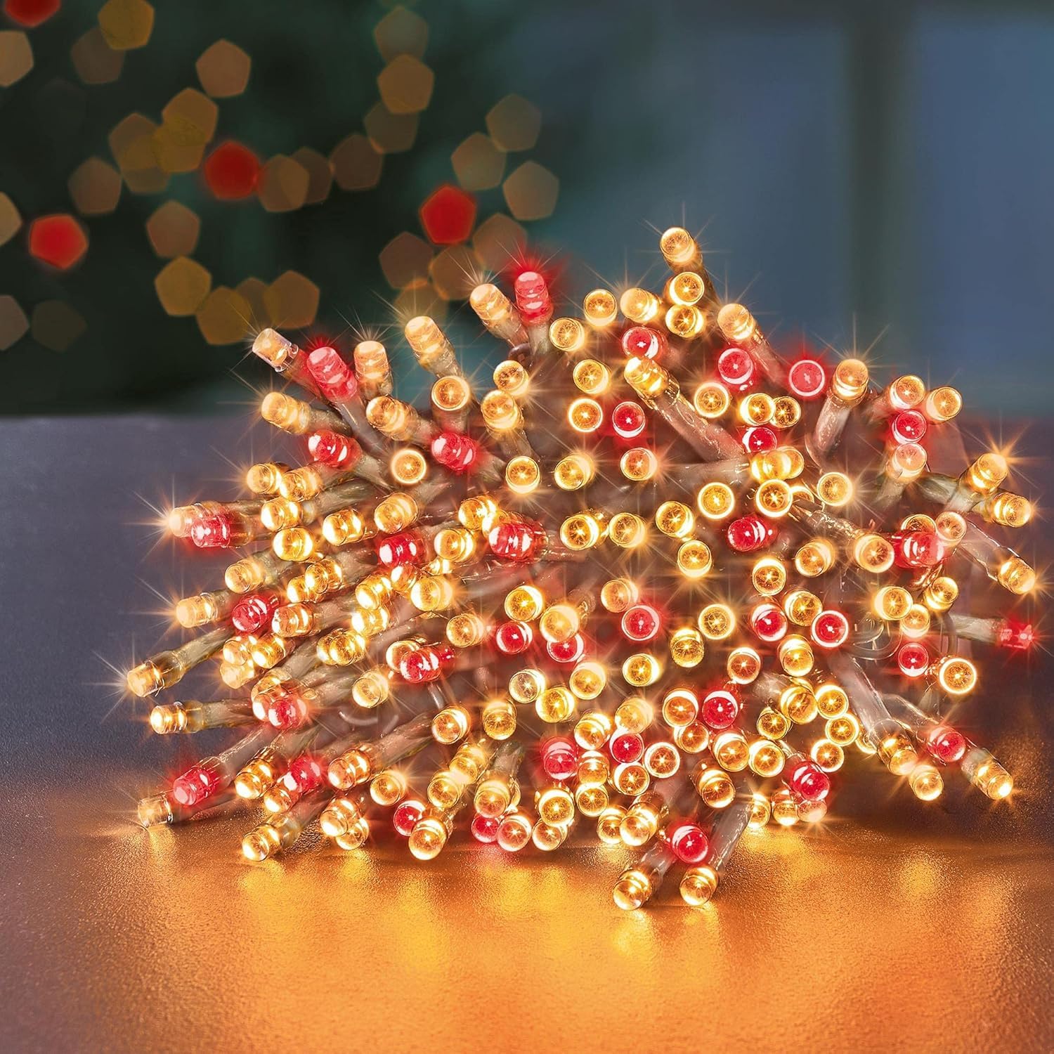 Premier 360 Vintage Gold and Red Supabrights Multi Action LED String Lights with Timer