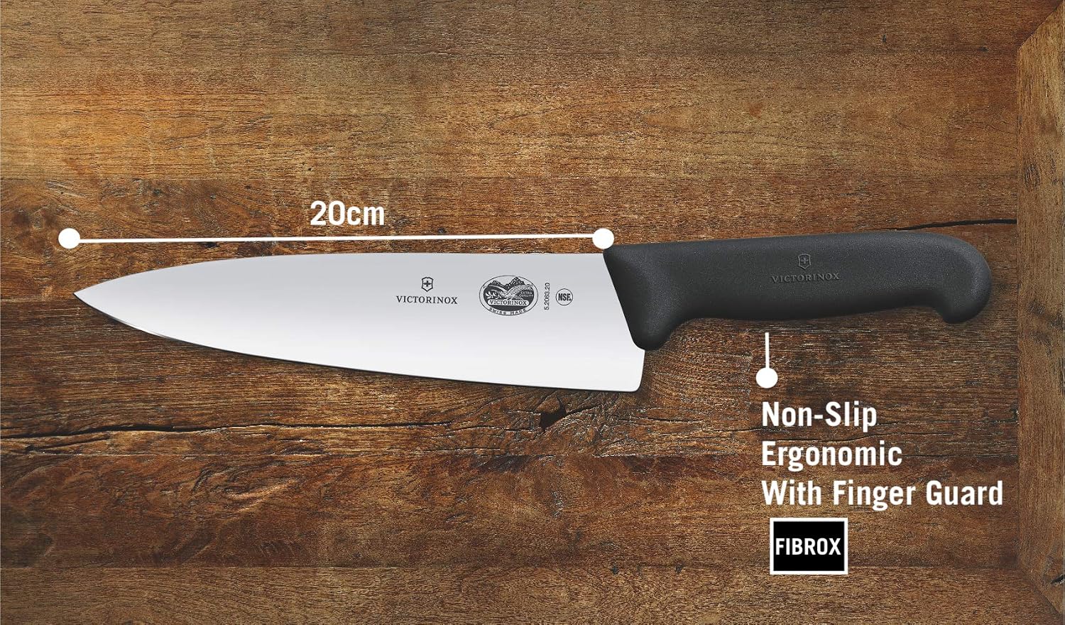 Victorinox 5.2063.20 Chefs Knife, Extra Broad, 20cm, Black, 20 cm - Image 4