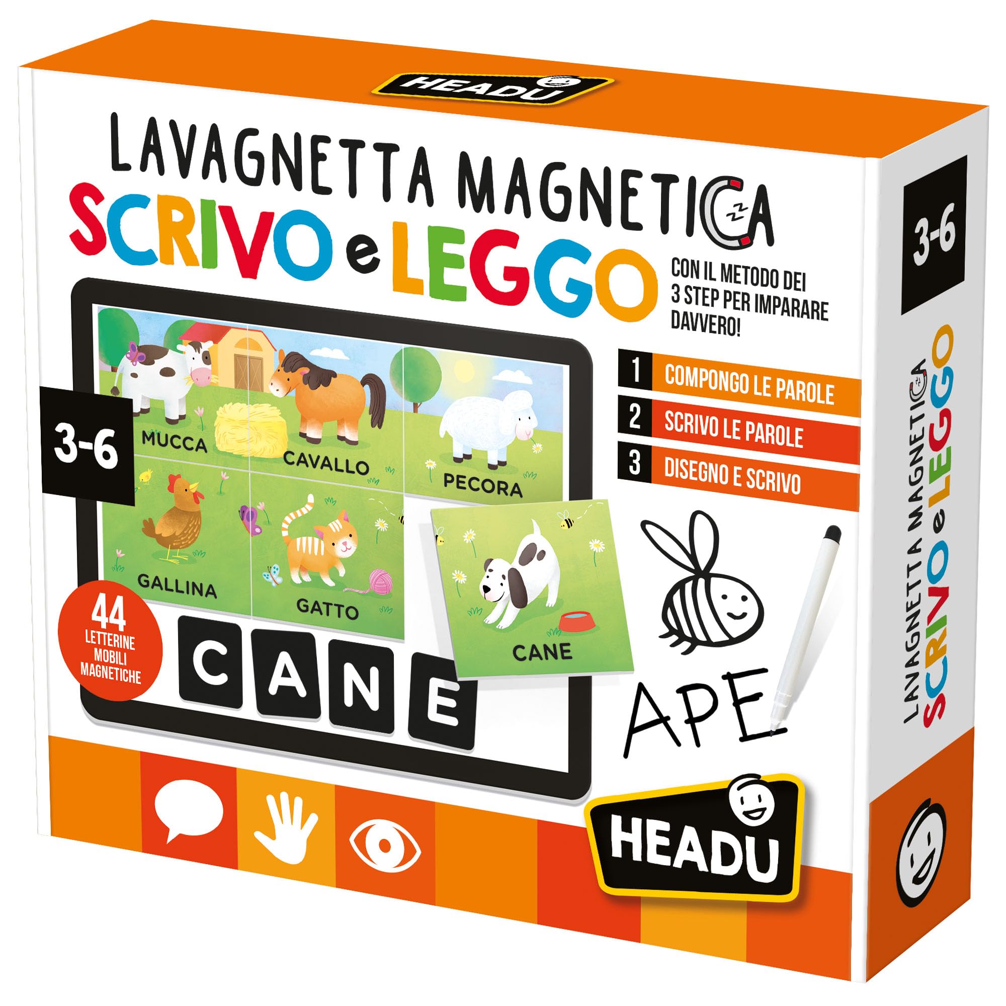 Headu The Magnetic Shapes of the Alphabet I Read and Write It27897 Educational Game for Children 3-6 Years Made in Italy