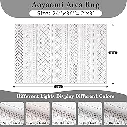 Aoyaomi Geometric Boho Area Rug - 2x3 Washable