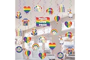 TIFESON 35 Pcs Gay Pride Decorations Hanging Swirls - Love is Love Pride Hanging Decorations LGBT Rainbow Pride Party Decoration Swirls, NO-DIY Gay Pride & LGBTQ Party Decorations Supplies