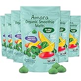 Amara Smoothie Melts - Mighty Sweet Greens - Baby Snacks Made With Fruits and Vegetables - Healthy Toddler Snacks For Your Kids Lunch Box - Organic Plant Based Yogurt Melts - 6 Resealable Bags