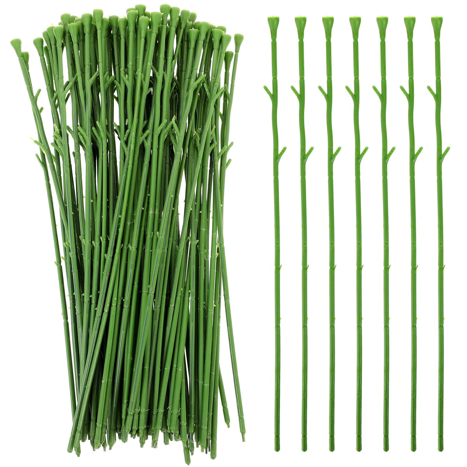 LIOOBO 100Pcs Floral Wire Stem Plastic Artificial Flower Floral Green Stem Wire DIY Craft Bouquet Making Floral Arrangement Tools