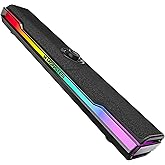 Monster S330 Computer Speakers, HiFi Stereo Sound PC Speakers, Bluetooth 6.0 Computer Sound Bar with Dynamic RGB Light, USB/Type-C Plug & Play, Gaming Speakers for Computer Desktop, PC, Laptop, Tablet