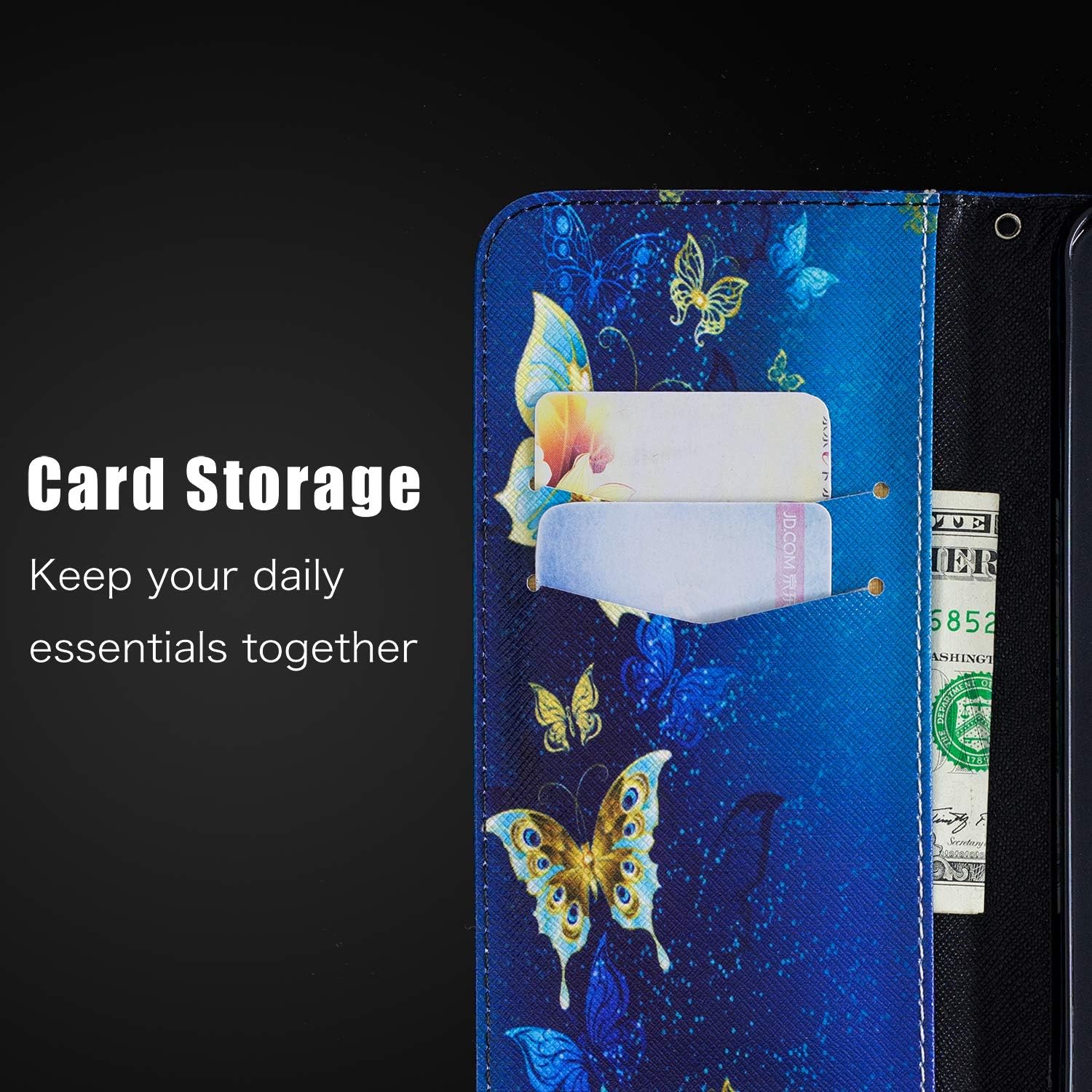 Thoankj Samsung Galaxy S20 FE Case Flip Shockproof PU Leather Wallet Cases with Stand Magnetic Card Holder Gel TPU Silicone Bumper Folio Slim Protective Phone Cover for Samsung S20 FE Blue Butterfly - Image 3