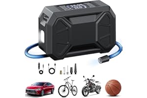 Pumptiva Tire Inflator Portable Air Compressor, 150 PSI Cordless Air Pump 12V DC Dual Power Electric Car Tire Pump with Accurate LCD Display LED Light for Car, Motorcycle, Bicycle, Bike, Ball