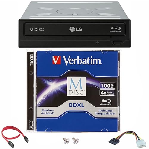 LG 16x WH16NS40 Internal Bluray Burner Bundle with 100GB Verbatim M