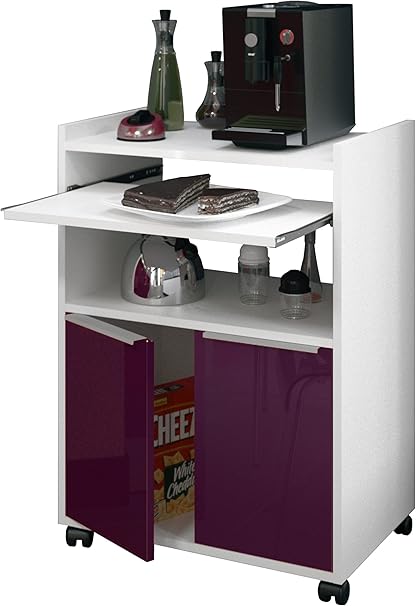 Berlioz Creations Kd6ba Desserte Cuisine Micro Onde Aubergine Haute Brillance 60 X 40 X 82 Cm Amazon Fr Cuisine Maison