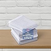 Clorox Kitchen Towel Set - 100% Cotton Quick Dry Absorbent Multipurpose Beautiful Towels - 15" x 25" - Grey 4 Pack