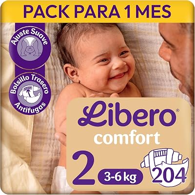 Fraldas Comfort 2 para bebés, 3-6 kg, 204 unidades