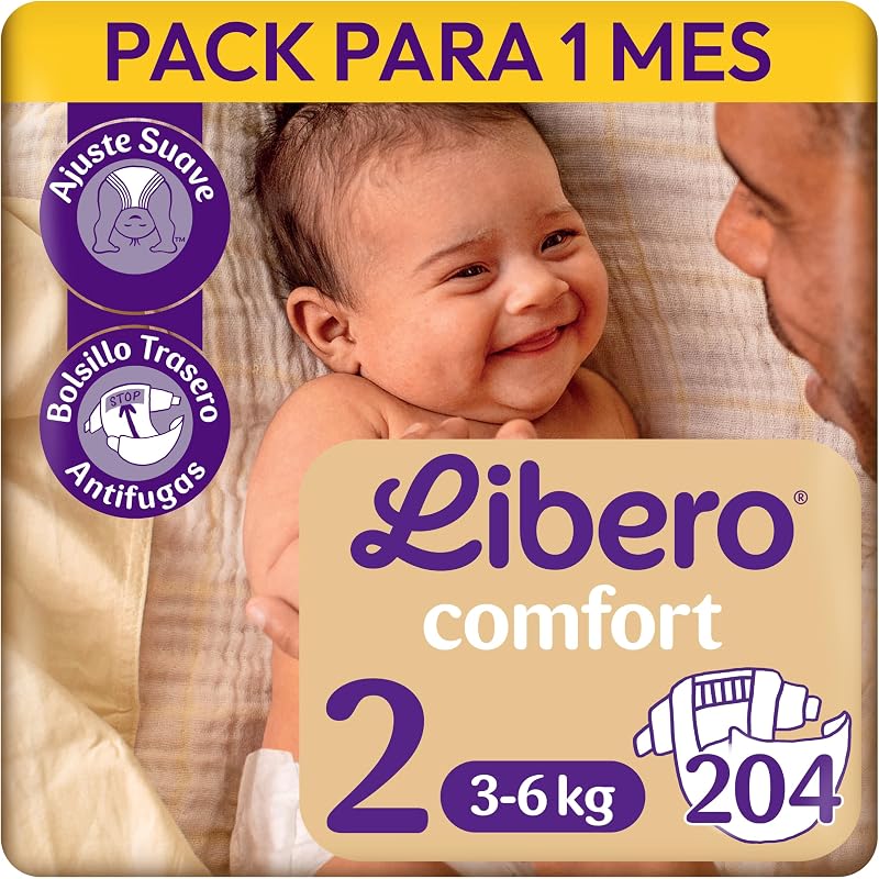 Fraldas Comfort 2 para bebés, 3-6 kg, 204 unidades