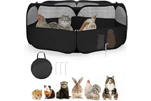 LEXASTLE Small Animal Playpen with Mesh Cover & Waterproof Bottom Cat Tent Chicken Brooder Rabbit Guinea Pig Cage Playpen for