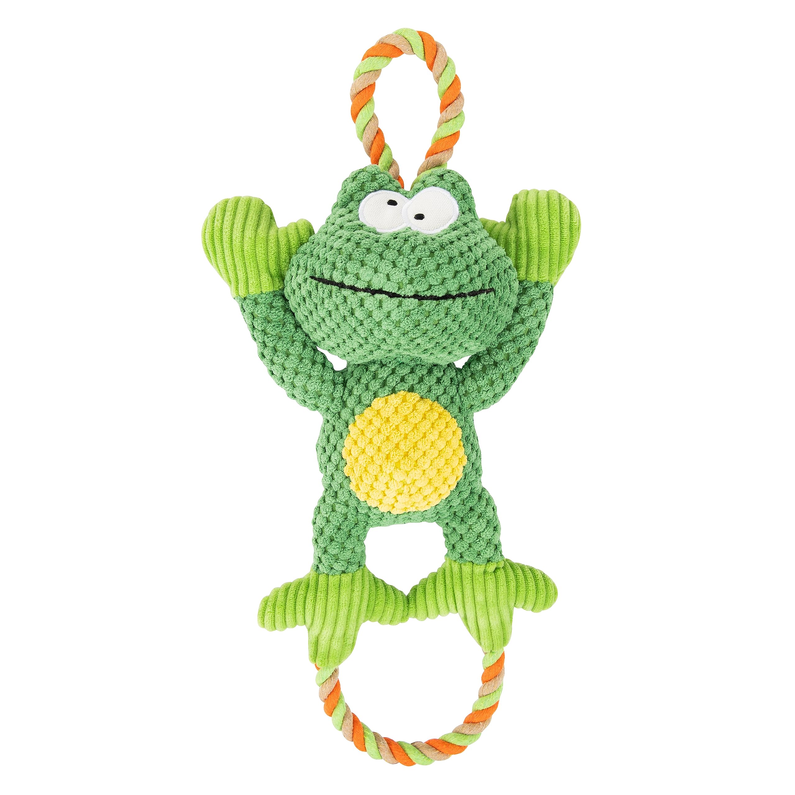 Bayer Design EDUPET 06002AA Dog toy frog plush with rope, squeaking