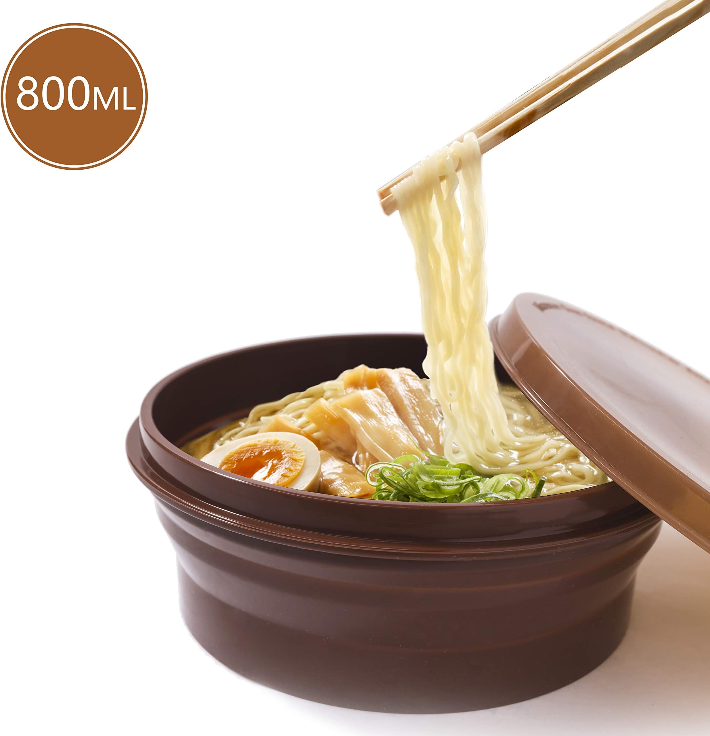 IYYI ME.FAM Silicone Collapsible Bowl with Lid 800ML Folding Travel Bowl for Camping, Hiking, Heat Resistant Expandable Bowl