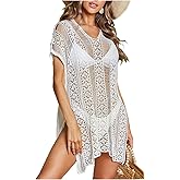 Milumia Women's Crochet Swimsuit Coverup Hollow Out Slit Bikini Bathing Suit Cover Up