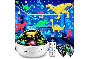 PIKOY Dinosaur Toys Night Light Projector, 93 Lighting Mode Baby Sensory Toys 6-12 Months,360° Rotate Kids Sensory Toys for Autism,Dimmable+Timer+Remote 1 Year Old Boy Gifts 1 Year Old Girl Gifts