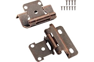DONANIM Kitchen Cabinet Hinges Oil Rubbed Bronze, 8 Pack (4 Pairs) 1/2" Overlay Partial Wrap Self Closing Cabinet Door Hinge, Semi Hidden Cabinet Hinge for Cabinet Doors