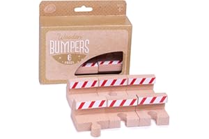 Conductor Carl Wood Train Track Expansion Packs| Compatible with Most Train Tracks| Track Bumpers -1 Count (Pack of 6)