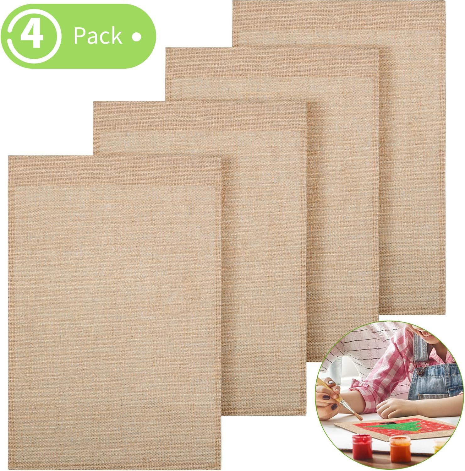 4 Pieces DIY Blank Burlap Garden Flag, Personalized Burlap Banner Flag for Outdoor Patio Garden Yard Decorate (Rectangle)