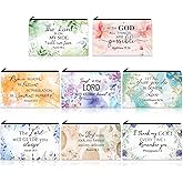 Talltalk 8 Pcs Christian Makeup Bag Bulk for Women Bible Verse Pencil Pouch Inspirational Religious Cosmetic Bag with Zipper Christian Gifts for Women Travel Christmas Birthday Party(Colorful Pattern)