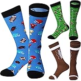 Coume 3 Pairs Novelty Football Socks Funny Gifts for Women Men Christmas Sports Themed Crew Socks Lover Gifts for Party Favor (Brown, Green, Blue, Football Style)