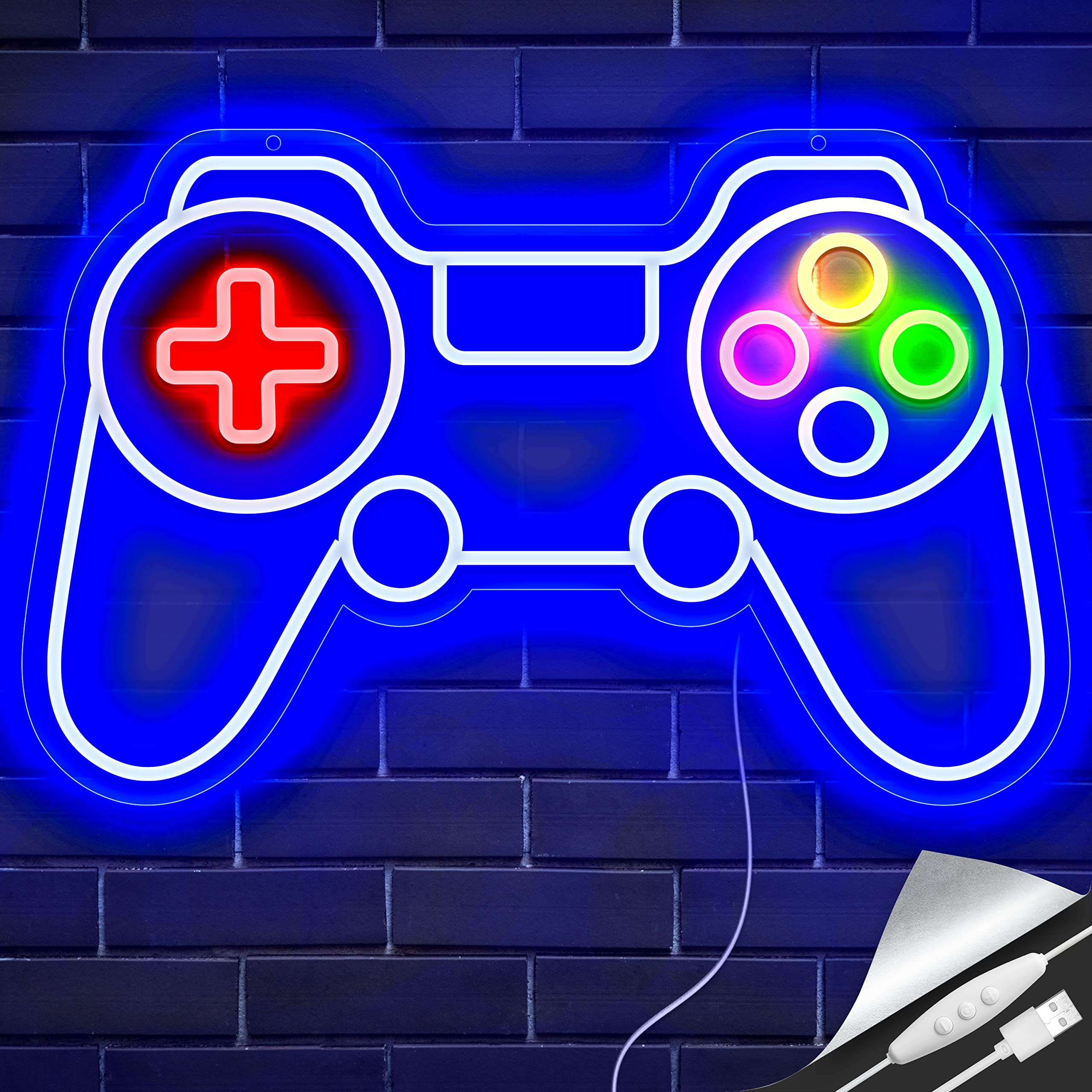 Photo 1 of Game Controller Neon Sign Gamer Gifts for Teen Boys Room Decor Upgraded Gaming Lights Game Console Neon Light Sign for Bedroom Wall Decor (Gamepad)