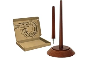 BARVA Yarn Holder Set 22 Lb Capacity for Chunky Yarn w/Extra Spindle | Smooth Bearing Spinner & Big Rubber Anti Slip Pads for Stability | European Wood Crochet Accessories & Fiber Crafts Pro Tools