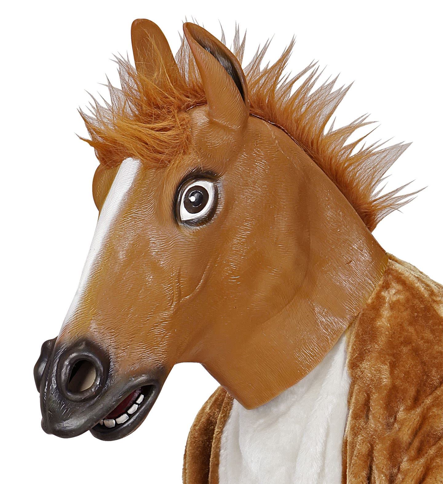 WIDMANN MILANO PARTY FASHION 11010682 Widmann Full Head Mask Plush Hair, Horse Brown, Standard Size