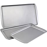 Farberware Bakeware Set Nonstick Cookie Baking Sheets, 3-Piece, Gray