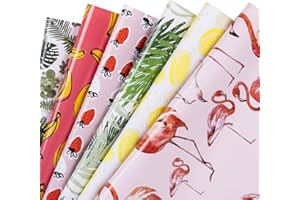WRAPAHOLIC Wrapping Paper Sheet - Flamingo/Plants/Banana/Strawberry/Lemon/Leaf Summer Design for Birthday, Holiday, Baby Show
