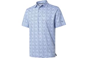 M MAELREG Golf Shirts for Men Dry Fit Short Sleeve Print Performance Moisture Wicking Polo Shirt