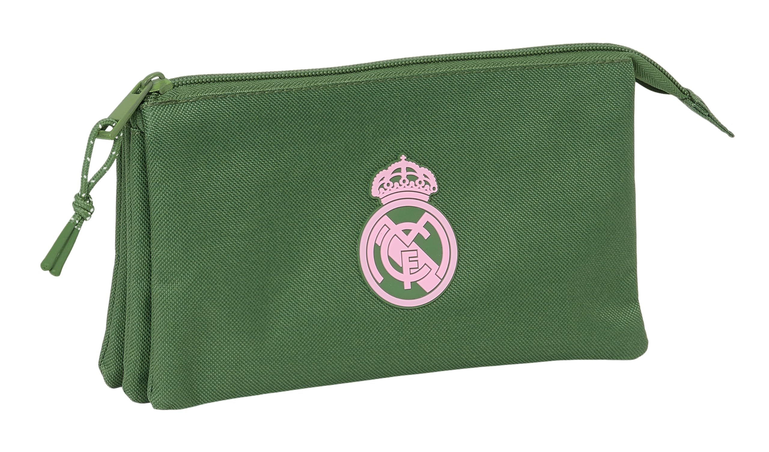 Safta Real Madrid Femenino – Triple Pencil Case, Children's Pencil Case, Ideal for School Age Children, Comfortable and Versatile, Quality and Resistance, 22 x 3 x 12 cm, Khaki, Khaki, Estándar,
