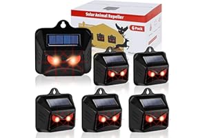 Phosooy 6 Pack Solar Animal Repellent, Predator Eyes Animal Deterrent Sentinels with Red LED Blinking Lights Drive Away Raccoon, Deer, Skunk, Cat, Coyote from Yard Farm and Chicken Coops