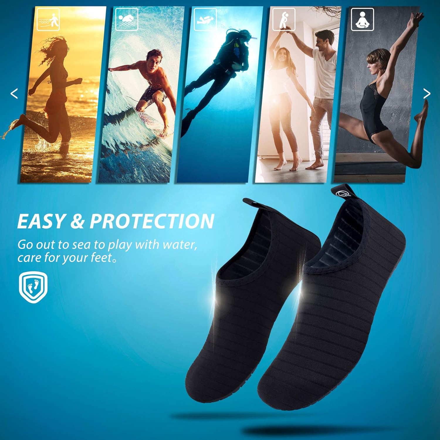  | SIMARI Womens and Mens Water Shoes Quick-Dry Aqua Socks Barefoot for Outdoor Beach Swim Surf Yoga Exercise SWS001 | Water Shoes
