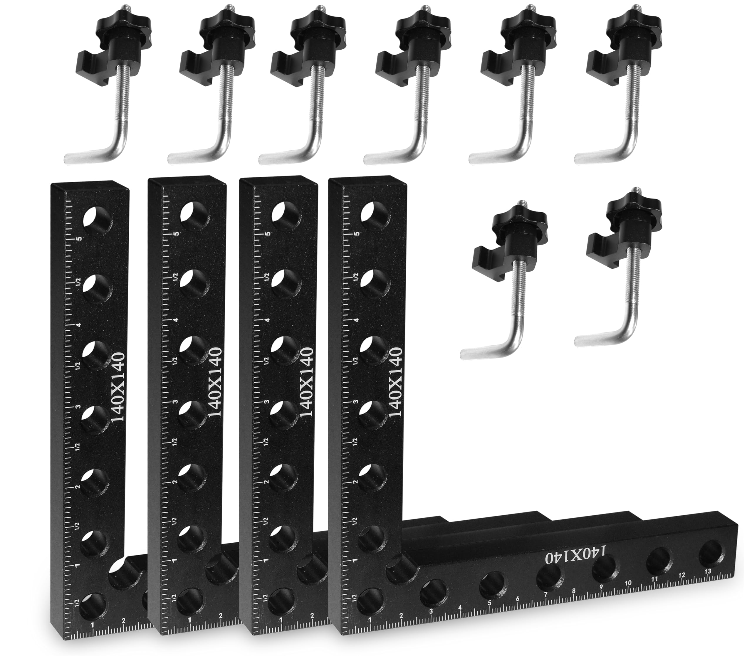 FengZeYing 4sets 90 Degree Right Angle Positioning Square Clamp,14x14cm Aluminum Alloy Right Angle Clamp,Woodworking Tools Woodworking Block for Picture Frames Cabinet Drawers