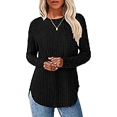 NORACORA Long Sleeve Shirts for Women Crew Neck Tunic Tops Loose Fit Lightweight Pullover Sweaters Trendy 2025