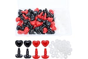 BESTCYC 1Box(100Pcs) 15mm Plastic Safety Eyes Black and Red Stuffed Animal Eyes Craft Eyes with Washers for DIY Amigurumi Stuffed Animal, Toy, Doll DIY Making Supplies (Black/red)