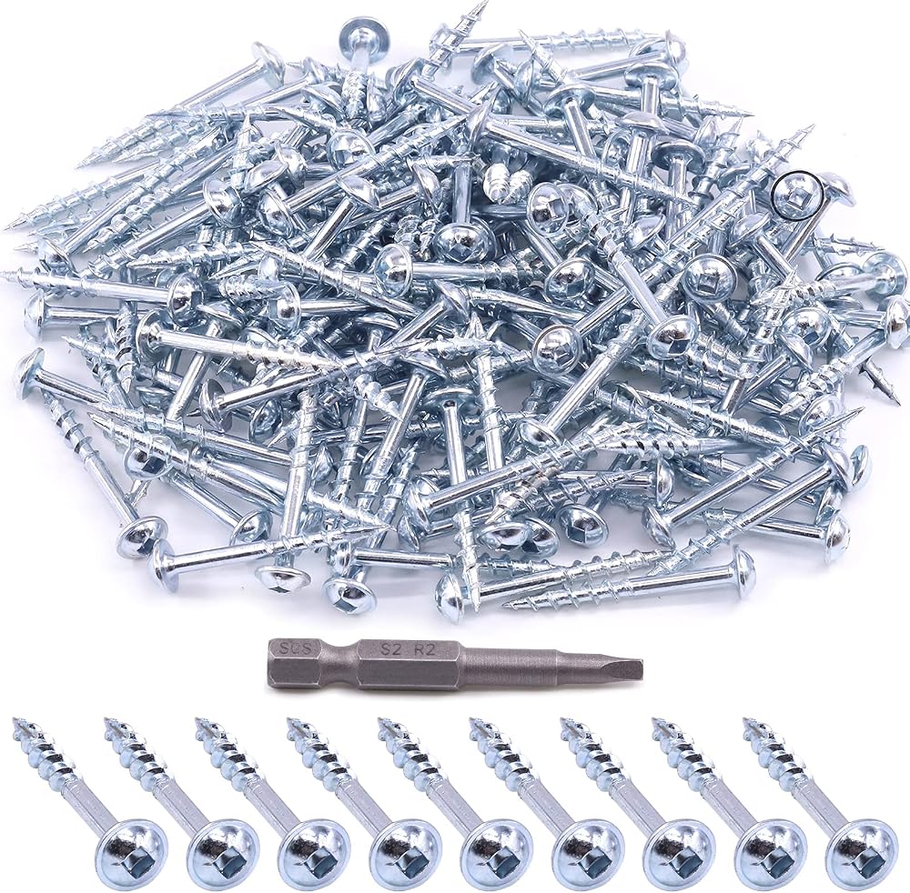 Glarks 160Pcs Pocket Hole Screws #8x1-1/2'' Square Drive Zinc Coarse Thread