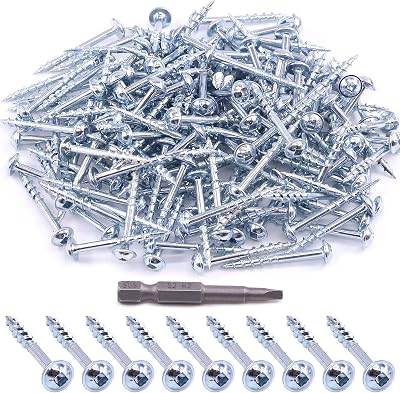 Glarks 160Pcs Pocket Hole Screws #8x1-1/2'' Square Drive Zinc Coarse Thread