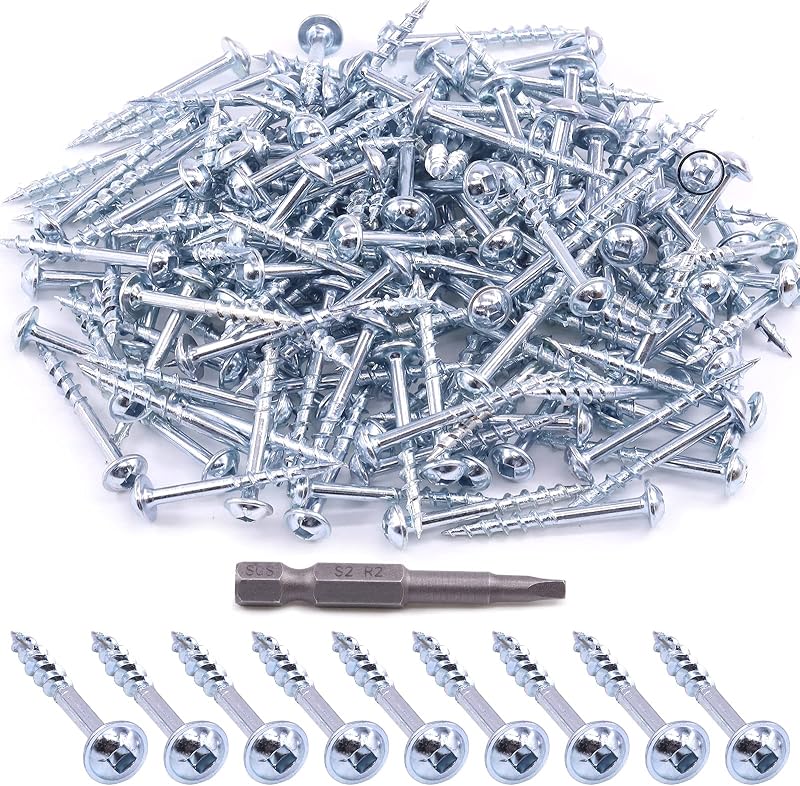 Glarks 160Pcs Pocket Hole Screws #8x1-1/2'' Square Drive Zinc Coarse Thread