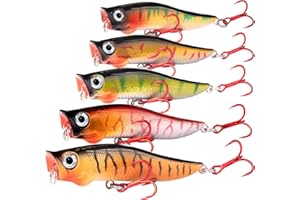 XBLACK Fishing Lures Set Minnow Crankbaits Pencil Jointed Popper VIB Lures Fishing Lures Kit 5PCS for Bass Trout in Saltwater and Freshwater, XBLACK Baits, Catch Big Fish!…