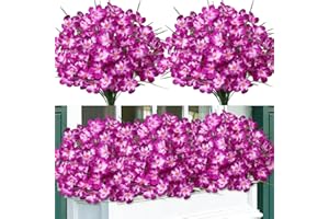 MEIVINES Artificial Flowers for Outdoors 6 Bundles Fake Plastic Flowers UV Resistant Silk Freesia Flowers Artificial Plants &