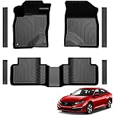 LUMWAY Floor Mats for 2016-2021 Honda Civic Sedan/Coupe/Type R/Insight, 2017-2021 Hatchback, TPE All Weather Durable Floor Liners Door Sill Guards for Honda Civic Accessories